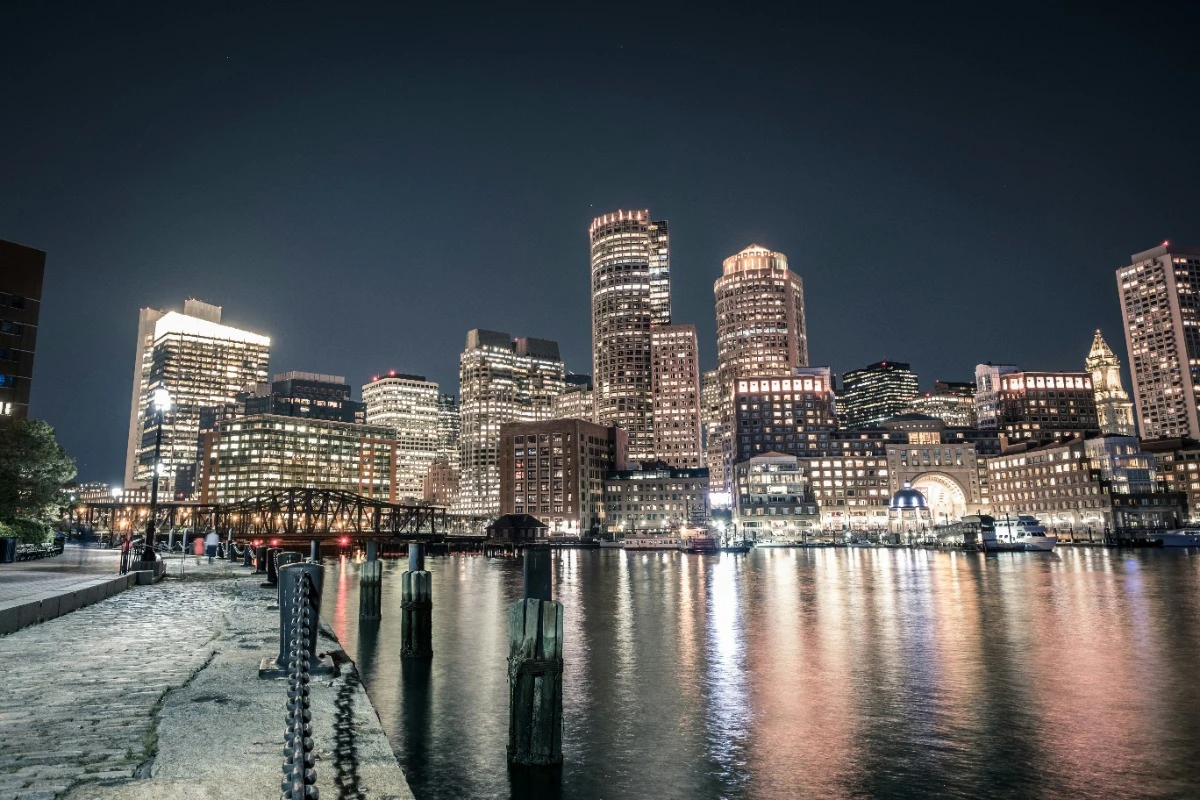 boston skyline night