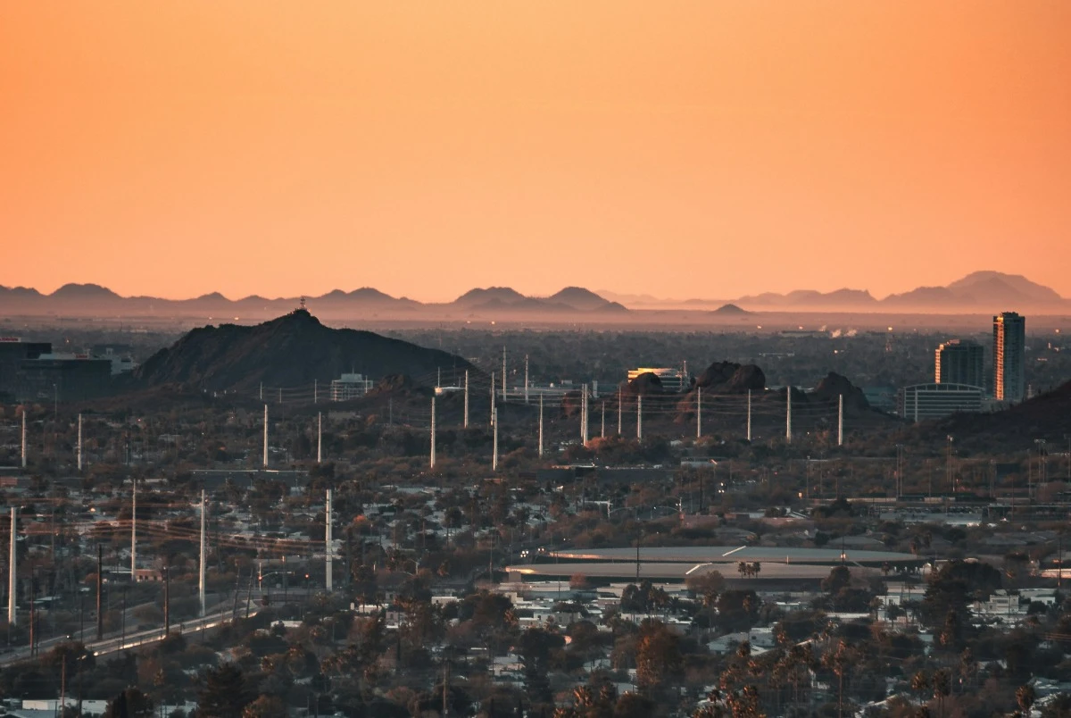 view of phoenix mountains sunset